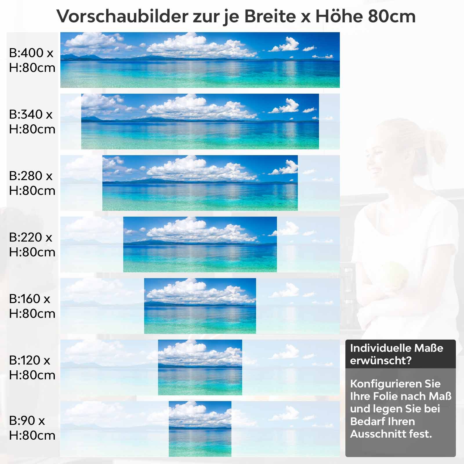 Küchenrückwand Folie Tiefblaues Meer & Wolkenpracht Höhe 80cm
