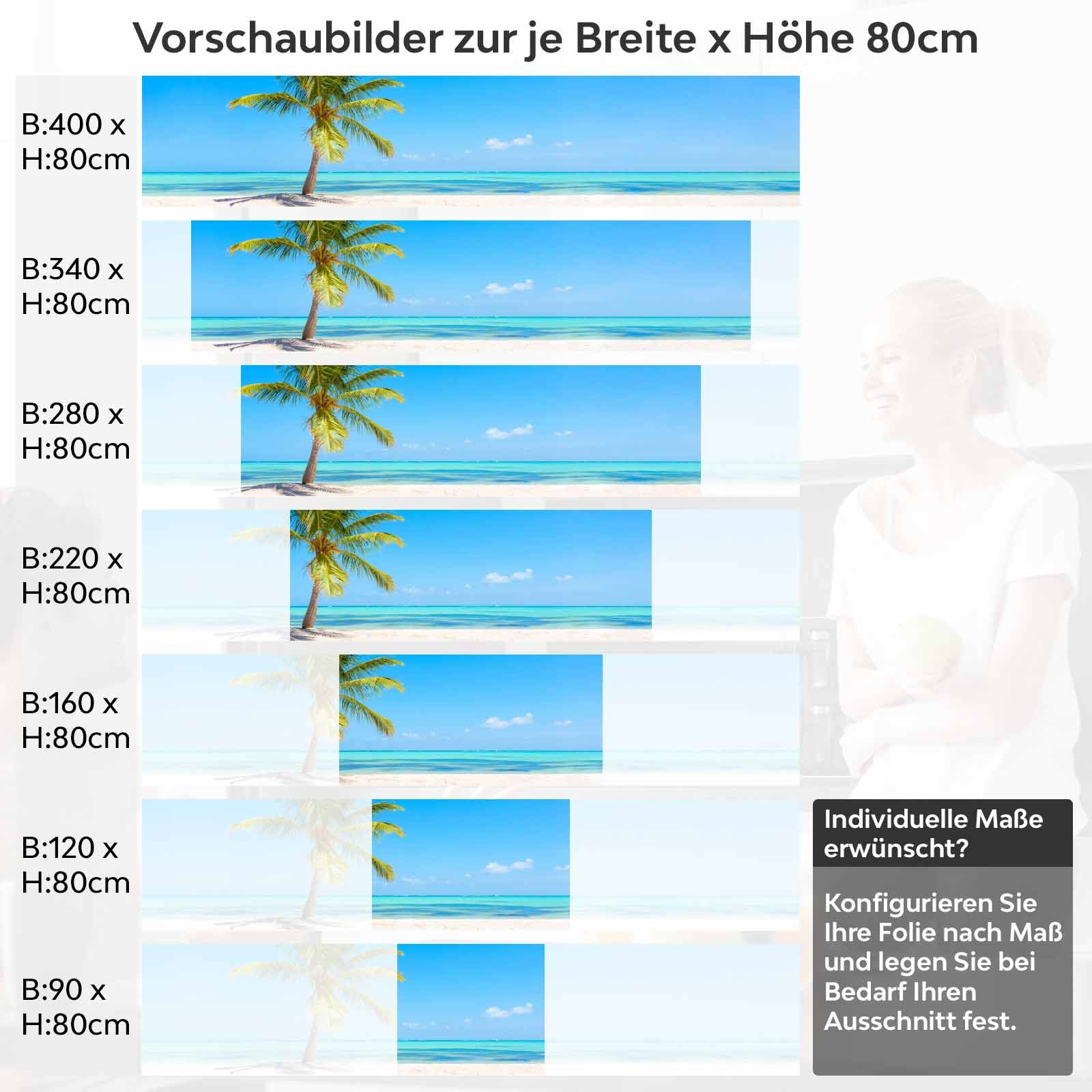 Küchenrückwand Folie Karibisches Meer Höhe 80cm
