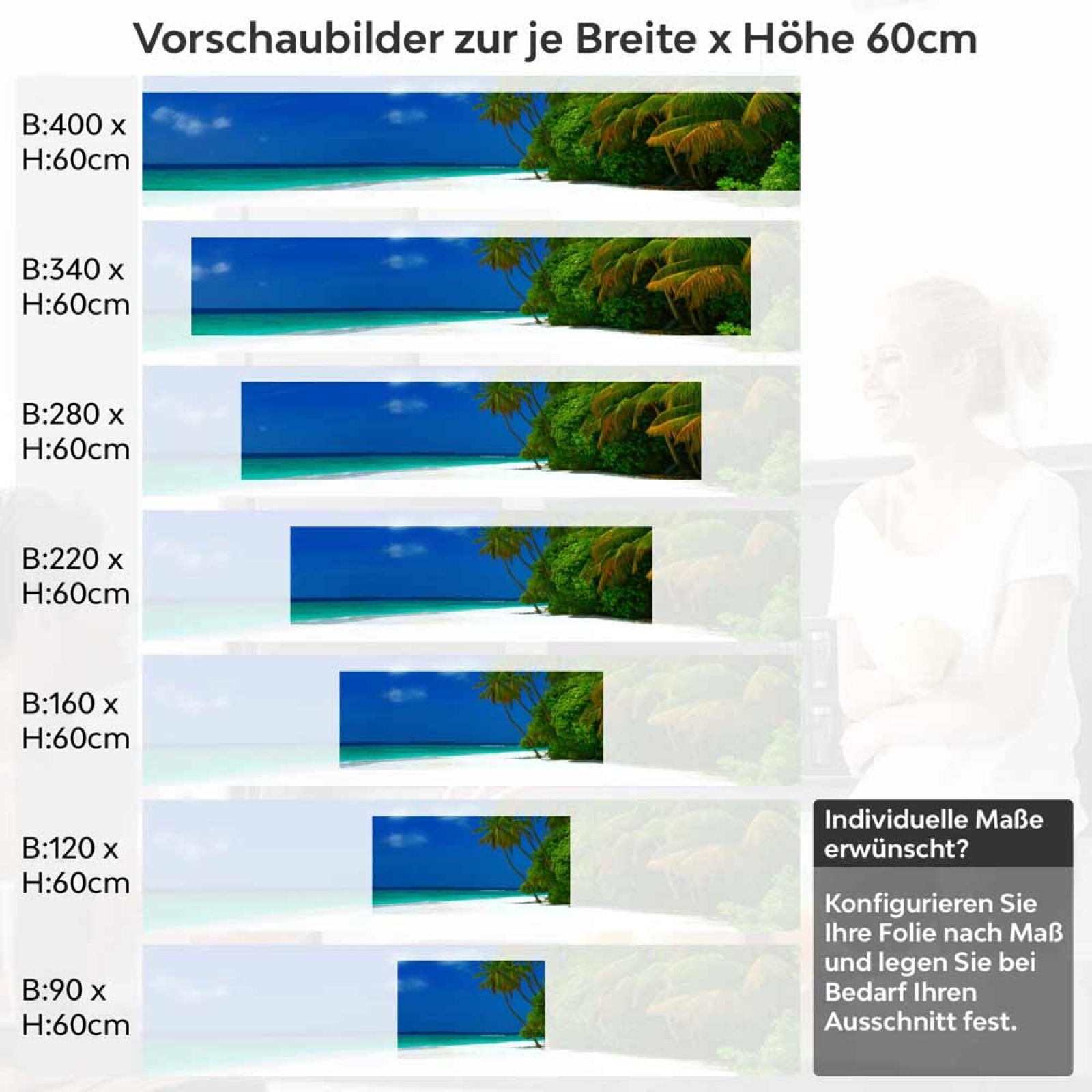Küchenrückwand Folie Paradiesischer Strand Höhe 60cm