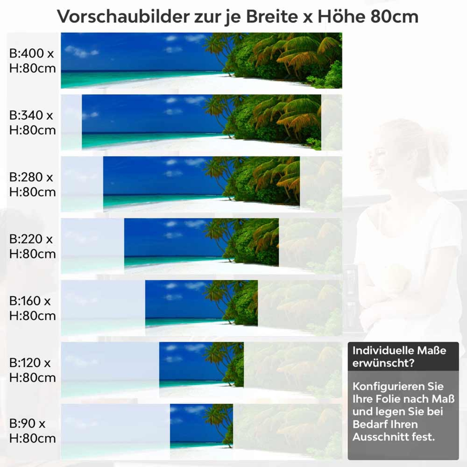 Küchenrückwand Folie Paradiesischer Strand Höhe 80cm