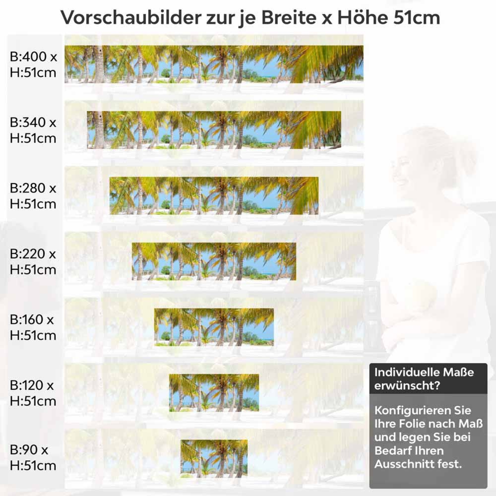 Küchenrückwand Folie Palmenhain Sandstrand Höhe 51cm
