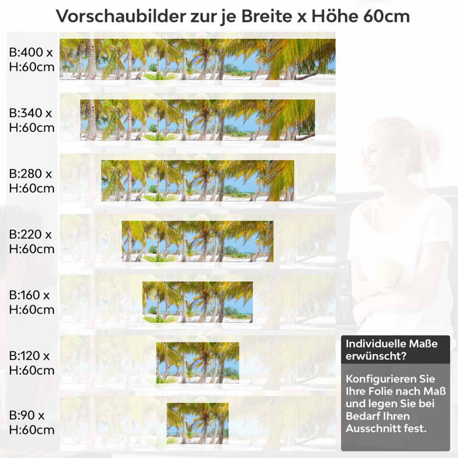Küchenrückwand Folie Palmenhain Sandstrand Höhe 60cm