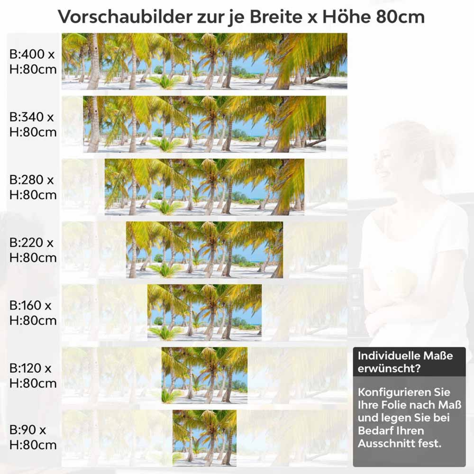 Küchenrückwand Folie Palmenhain Sandstrand Höhe 80cm