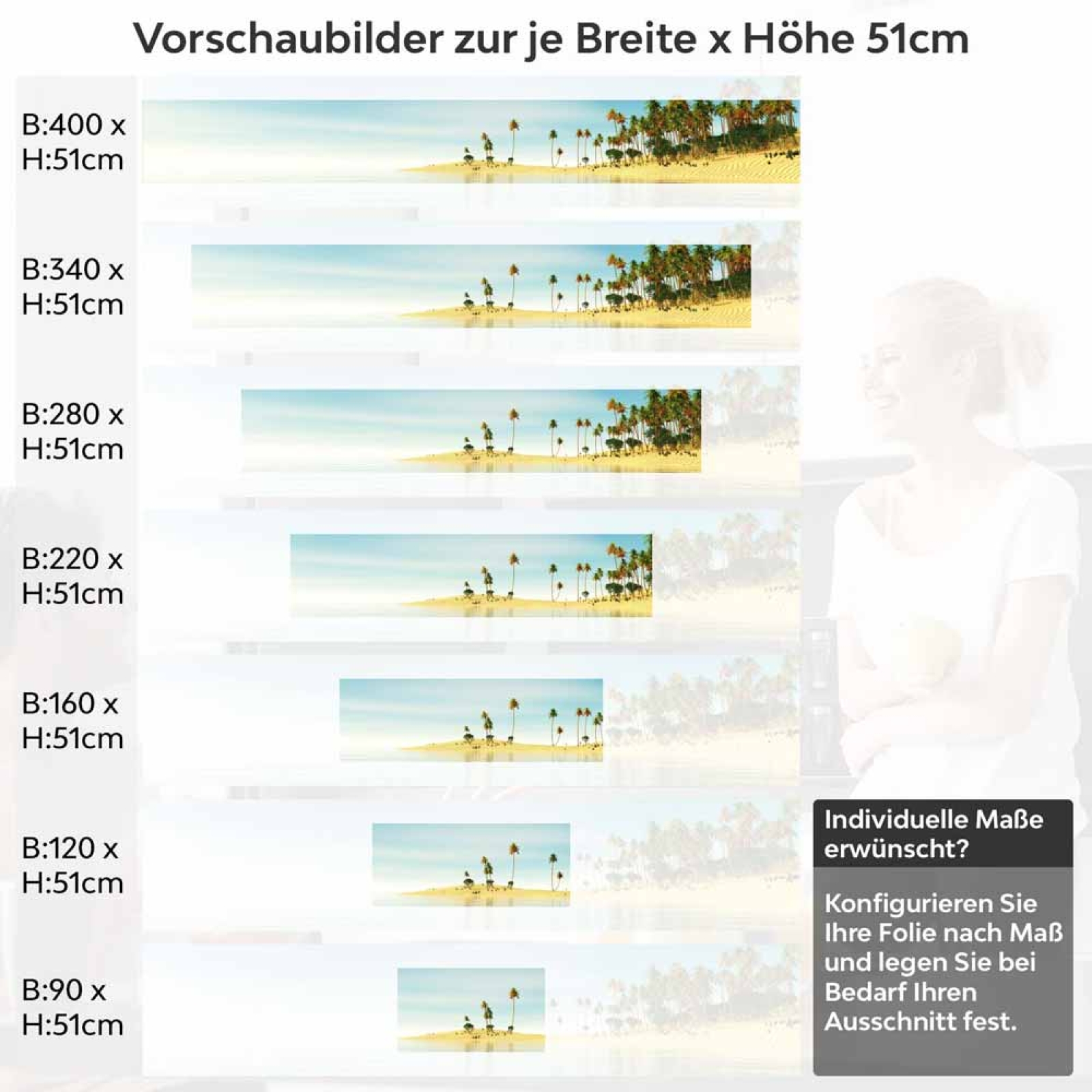 Küchenrückwand Folie Karibikfeeling Höhe 51cm