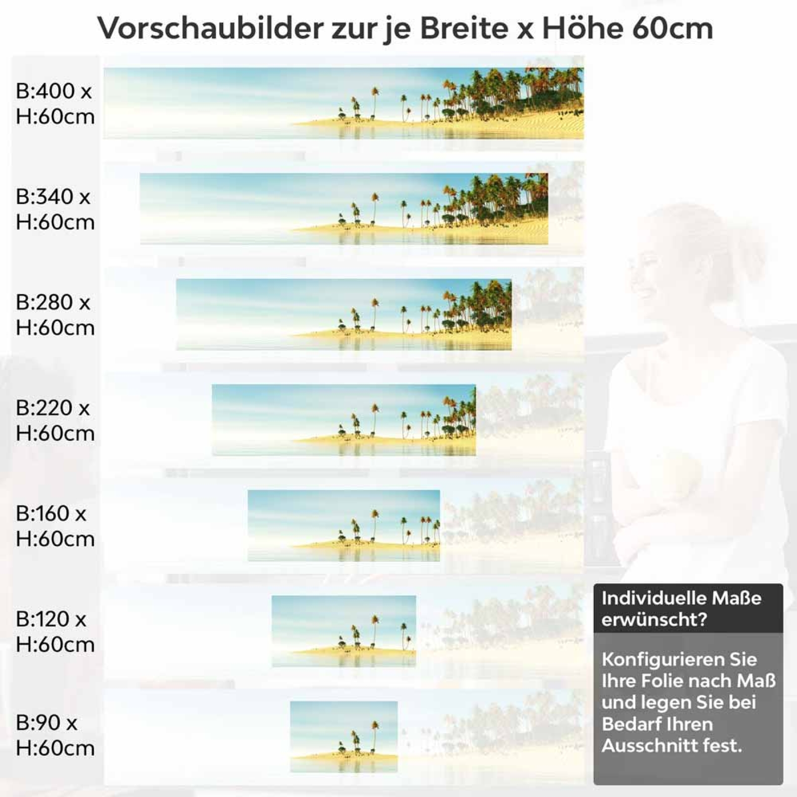 Küchenrückwand Folie Karibikfeeling Höhe 60cm