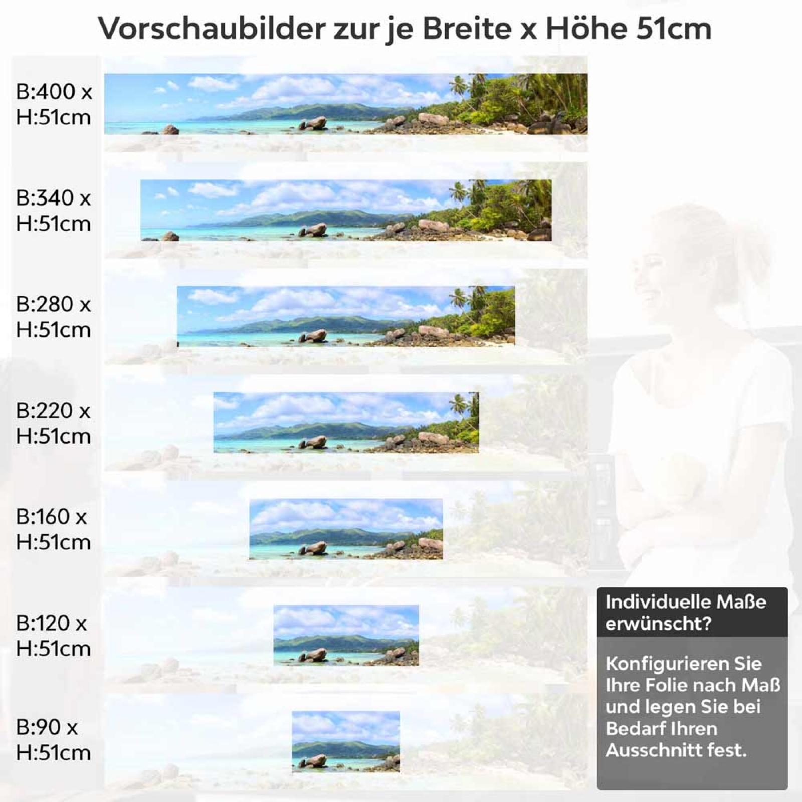 Küchenrückwand Folie Küstenparadies Höhe 51cm