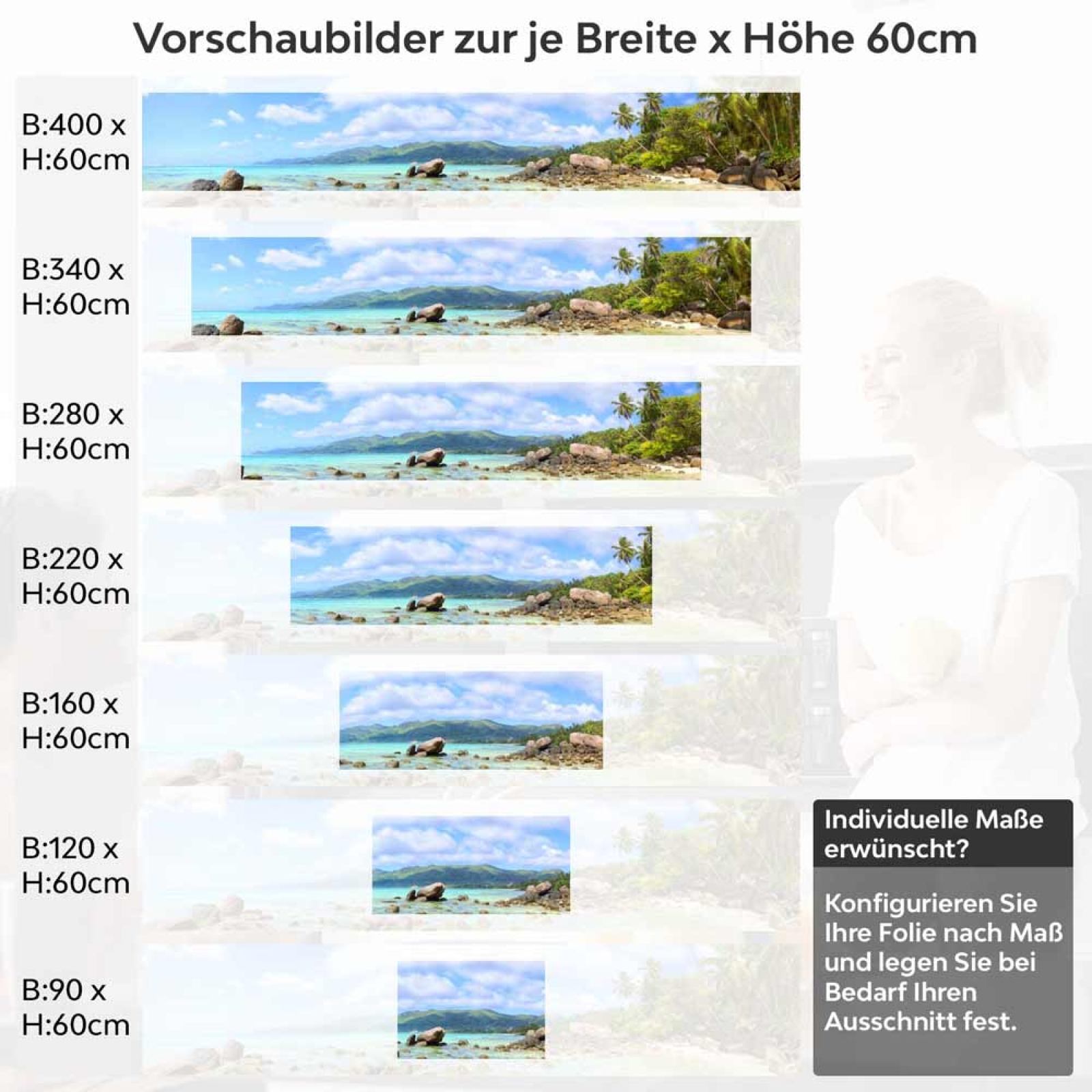 Küchenrückwand Folie Küstenparadies Höhe 60cm