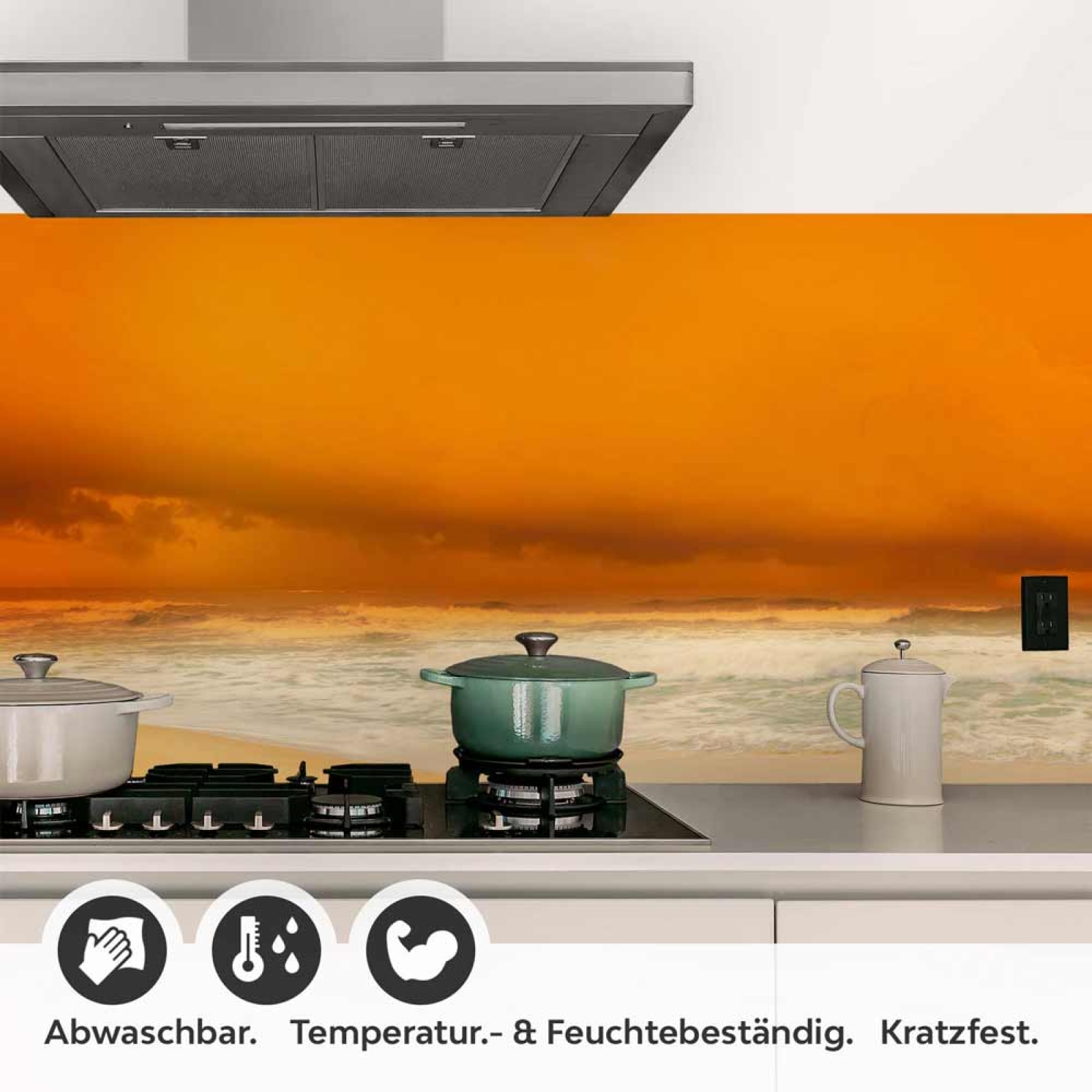 Küchenrückwand Folie goldener Himmel über dem Strand Detailbild 1