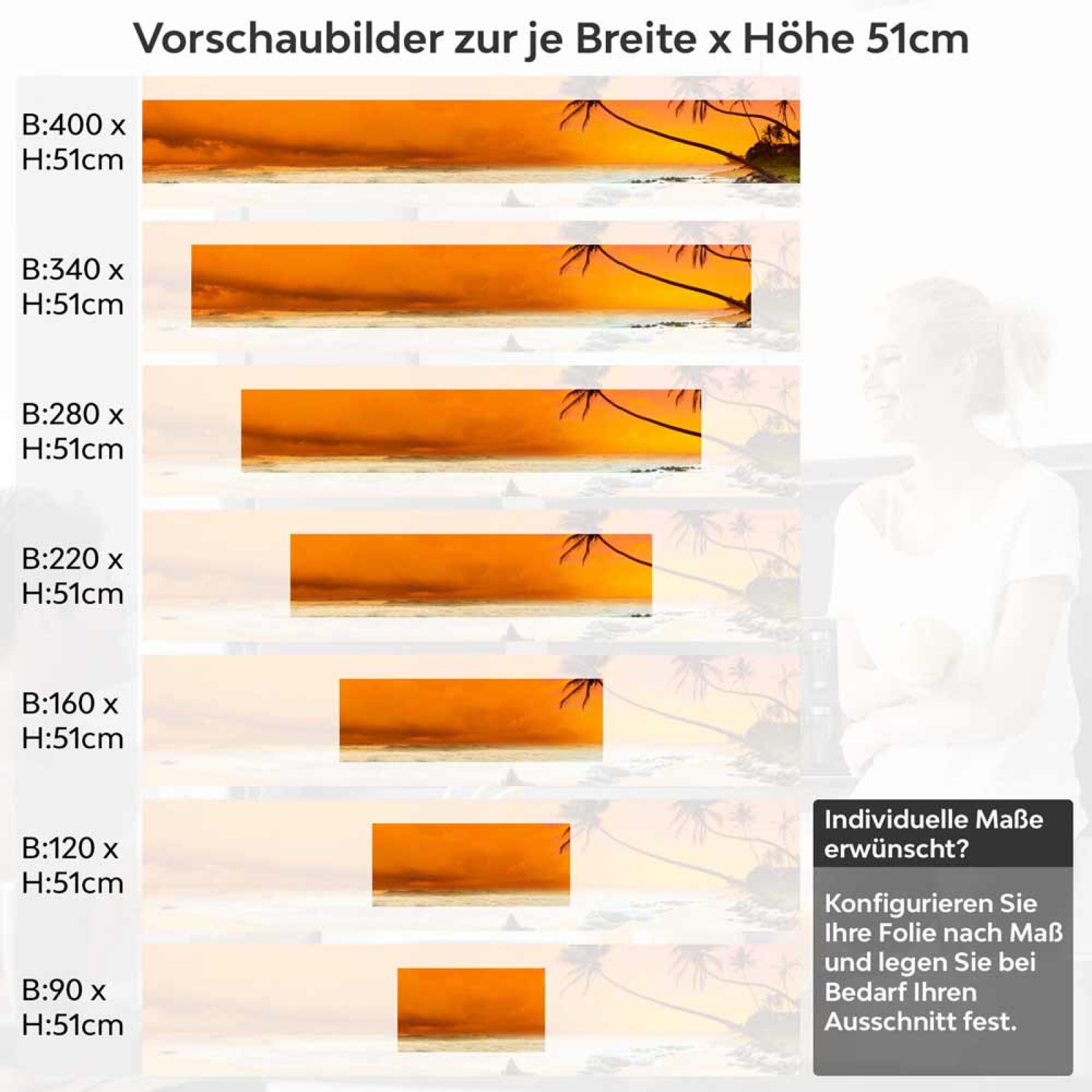 Küchenrückwand Folie goldener Himmel über dem Strand Höhe 51cm