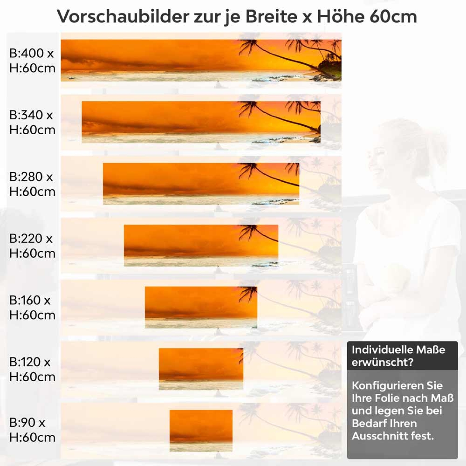 Küchenrückwand Folie goldener Himmel über dem Strand Höhe 60cm