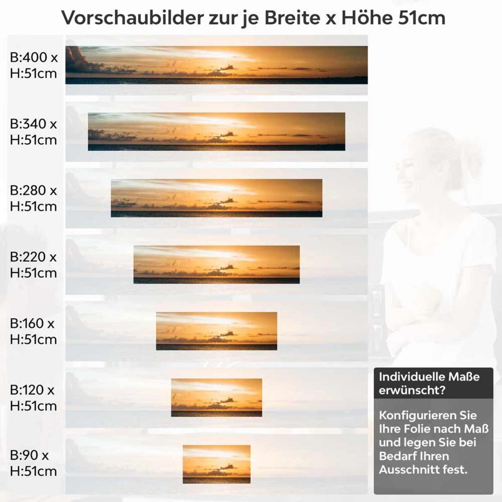 Küchenrückwand Folie goldener Horizont Höhe 51cm