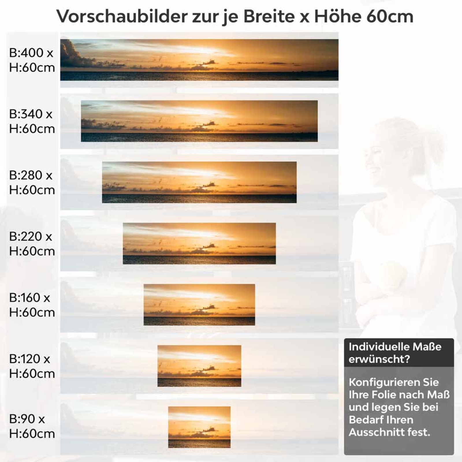 Küchenrückwand Folie goldener Horizont Höhe 60cm