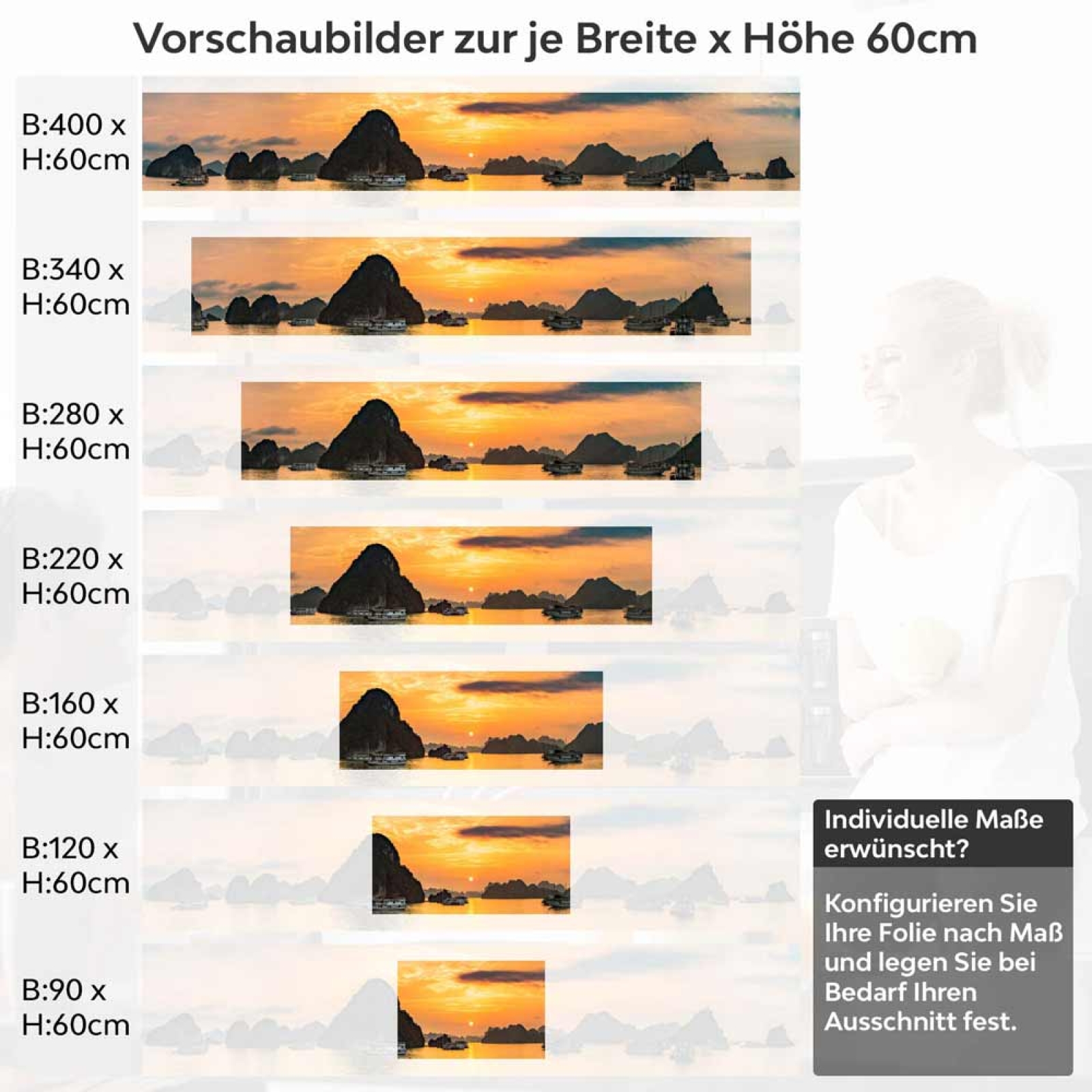 Küchenrückwand Folie Inselfelsen im Abendlicht Höhe 60cm