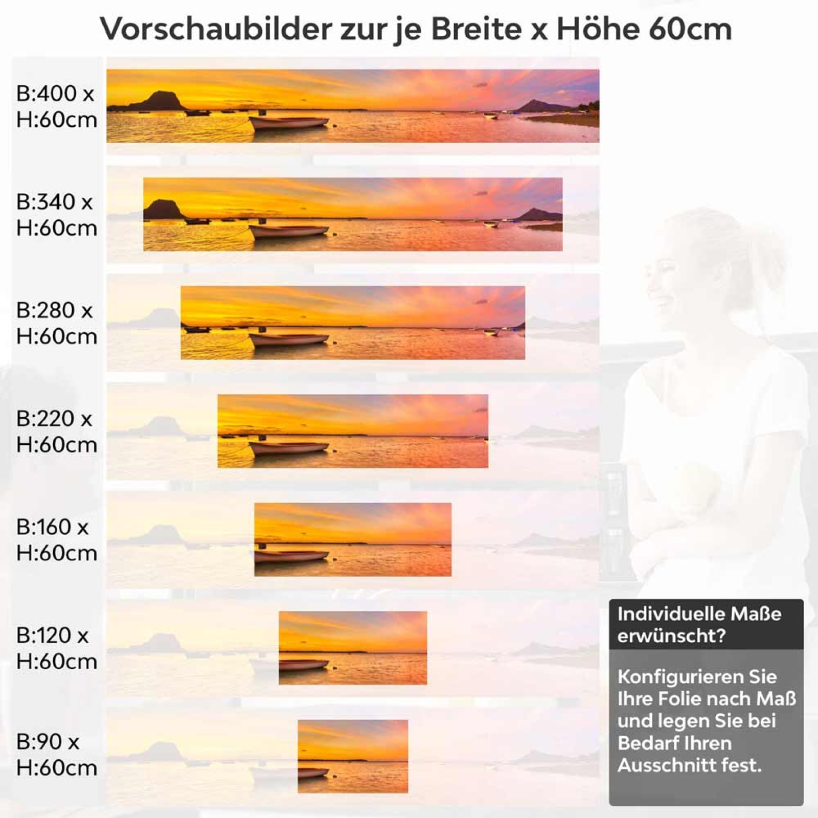 Küchenrückwand Folie Holzboote im Meer Höhe 60cm