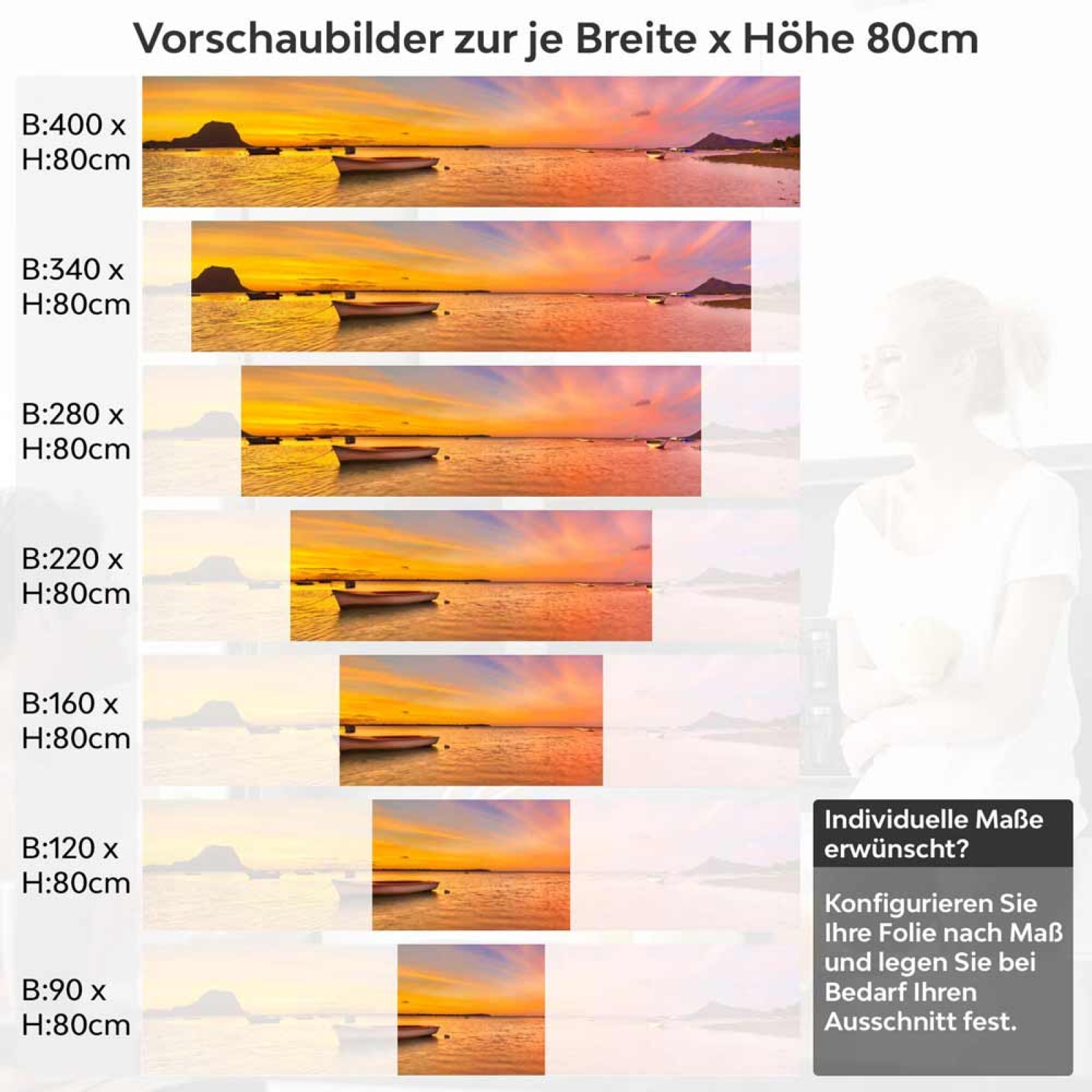 Küchenrückwand Folie Holzboote im Meer Höhe 80cm