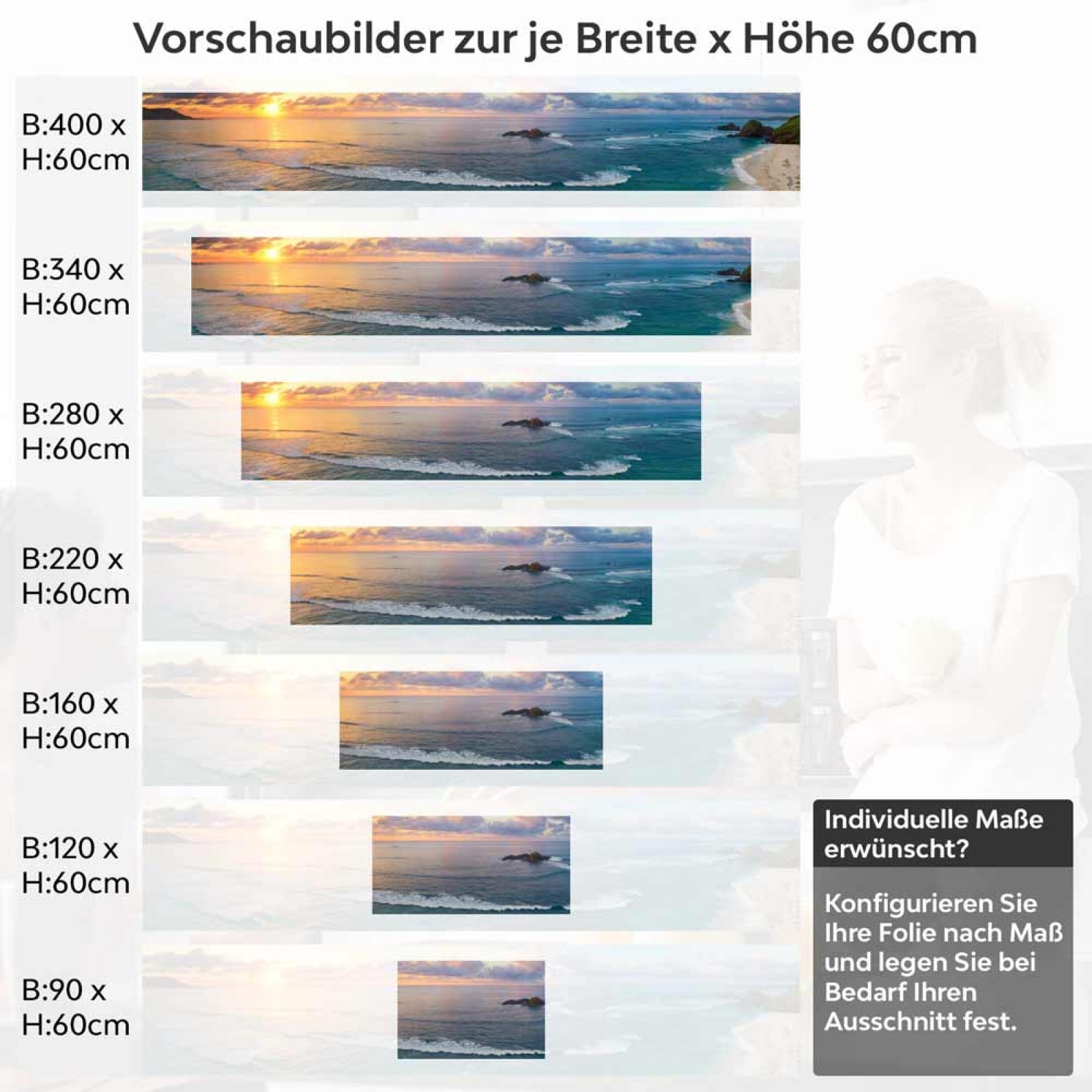 Küchenrückwand Folie blau roter Meereshorizont Höhe 60cm
