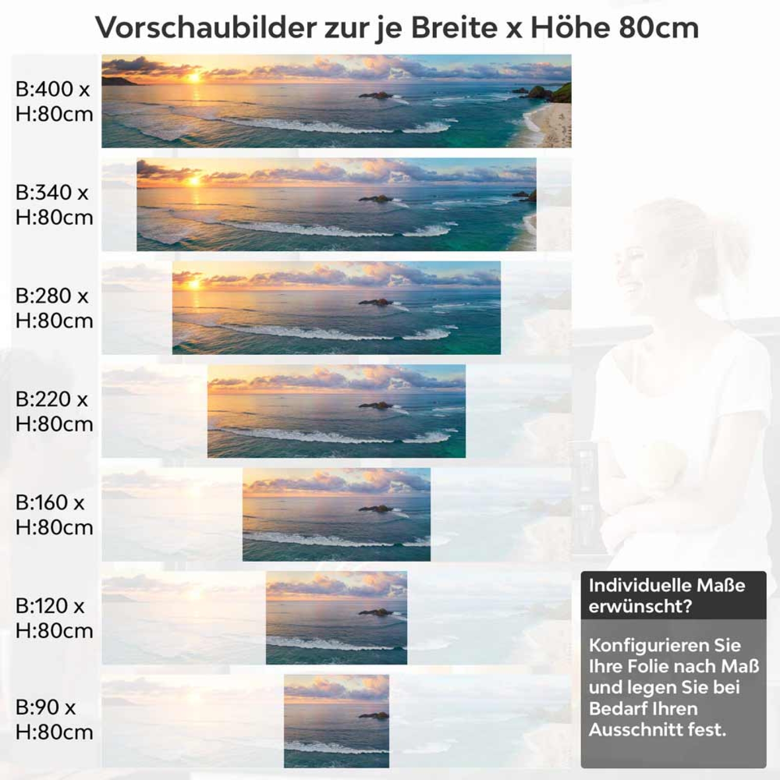 Küchenrückwand Folie blau roter Meereshorizont Höhe 80cm