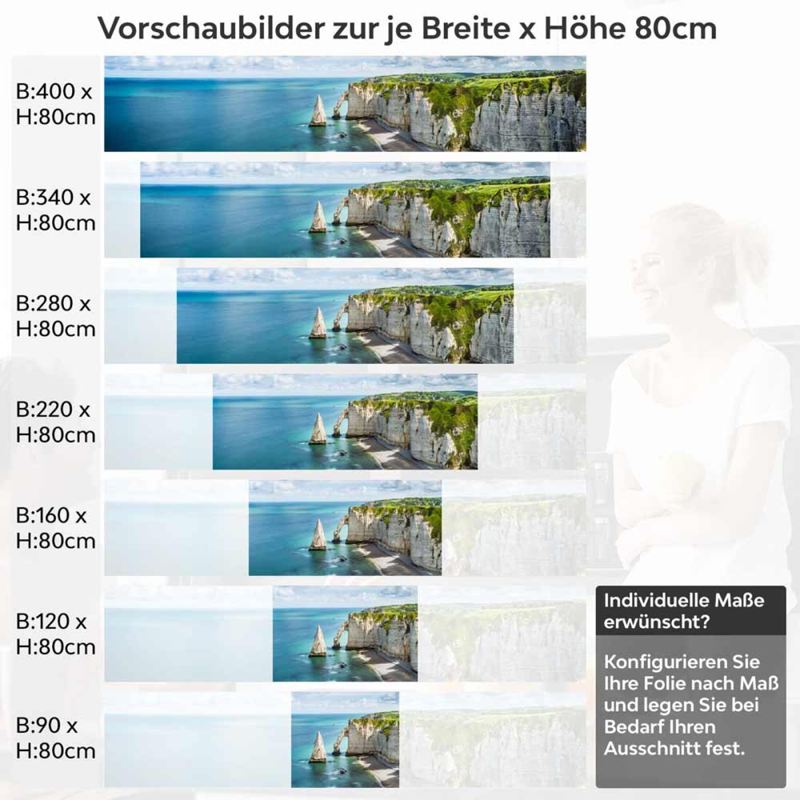 Küchenrückwand Folie Alabasterküste Höhe 80cm