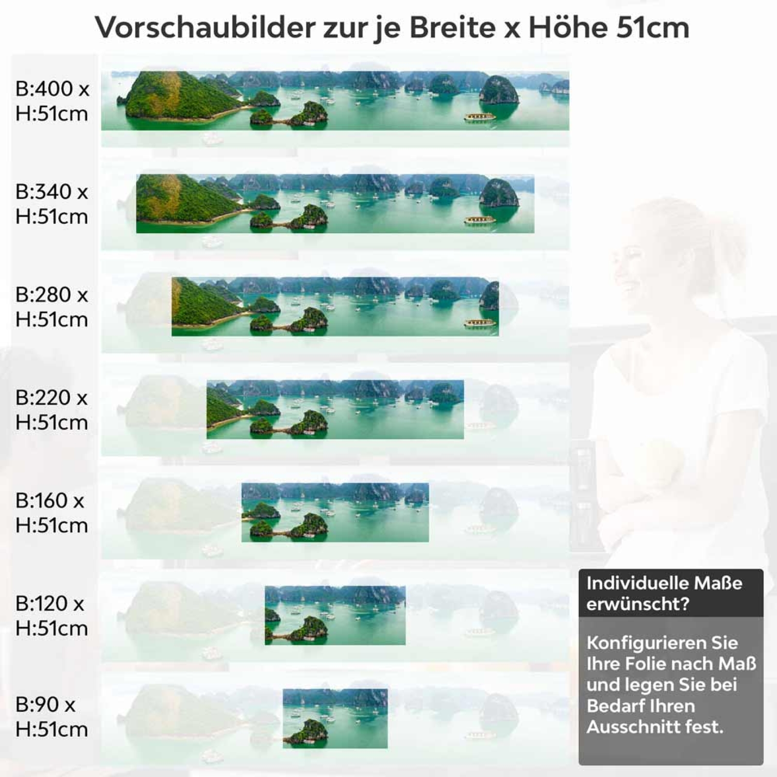 Küchenrückwand Folie Vietnamesische Bucht Höhe 51cm