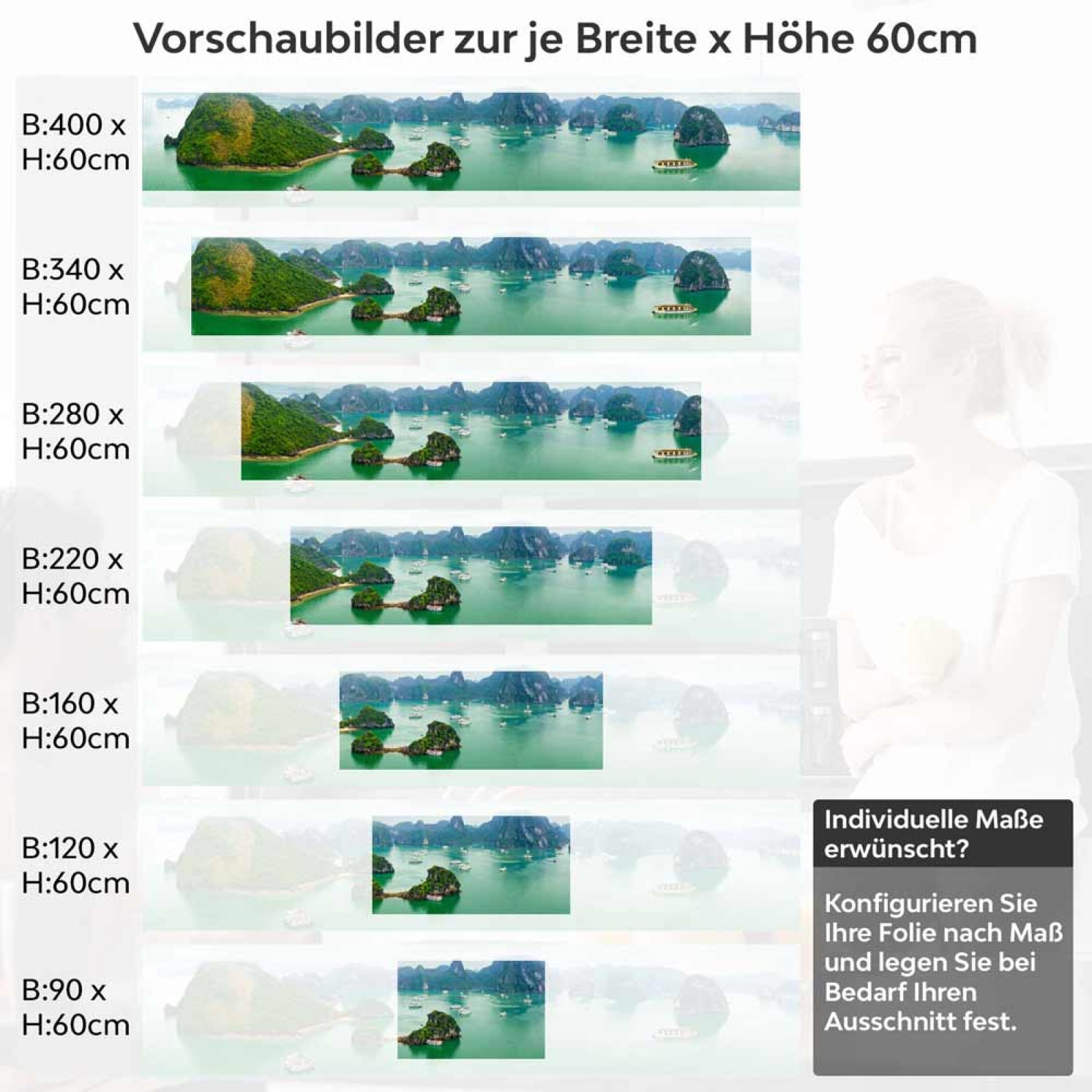 Küchenrückwand Folie Vietnamesische Bucht Höhe 60cm