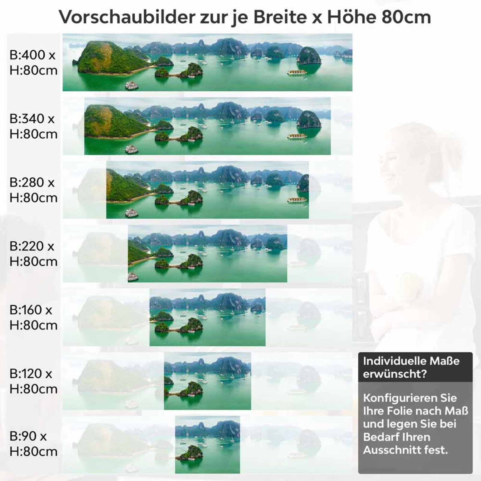 Küchenrückwand Folie Vietnamesische Bucht Höhe 80cm