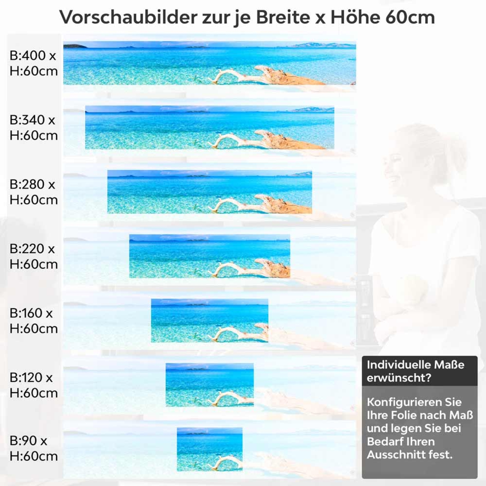Küchenrückwand Folie Treibholz im kristallklarem Meer Höhe 60cm
