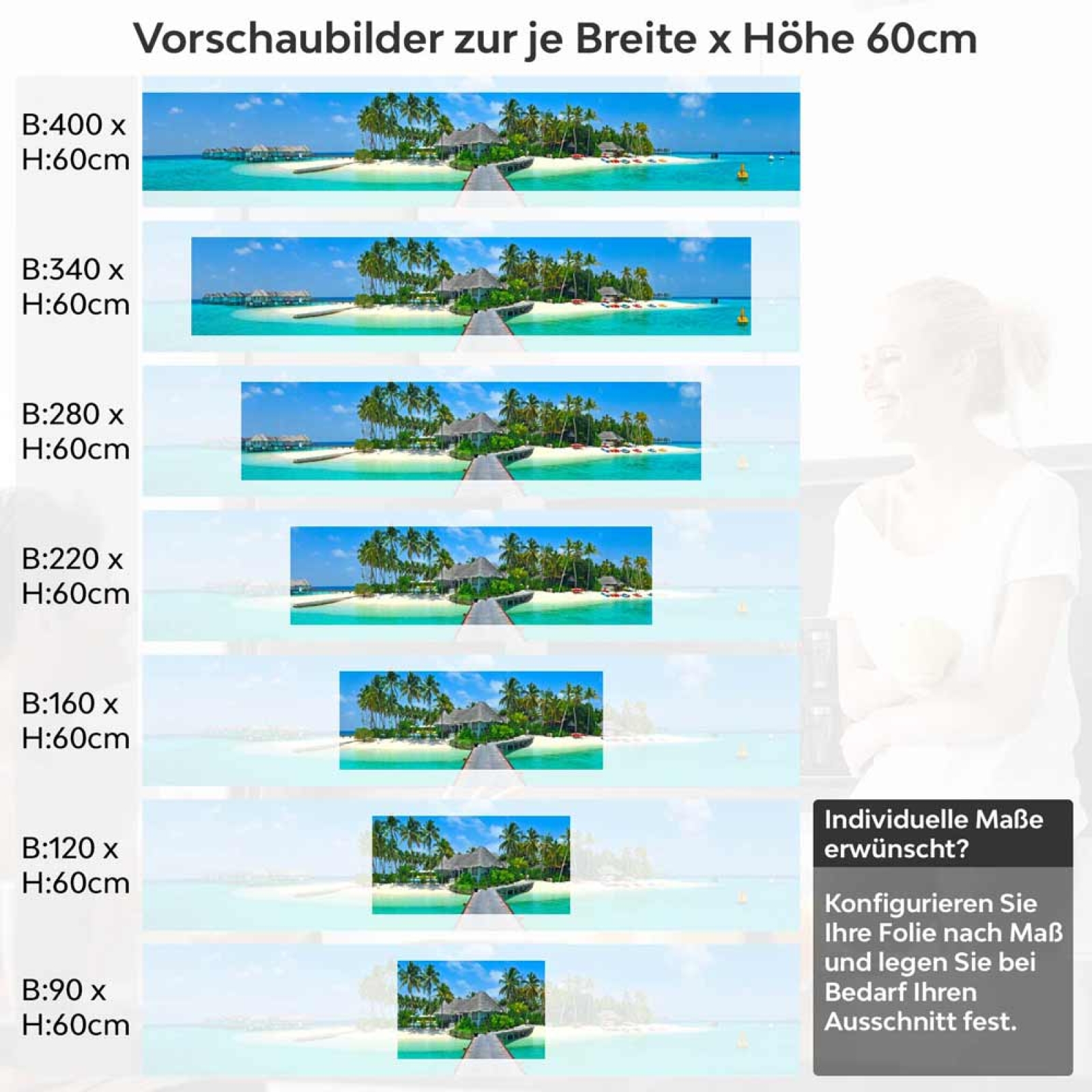 Küchenrückwand Folie Steg auf den Malediven Höhe 60cm