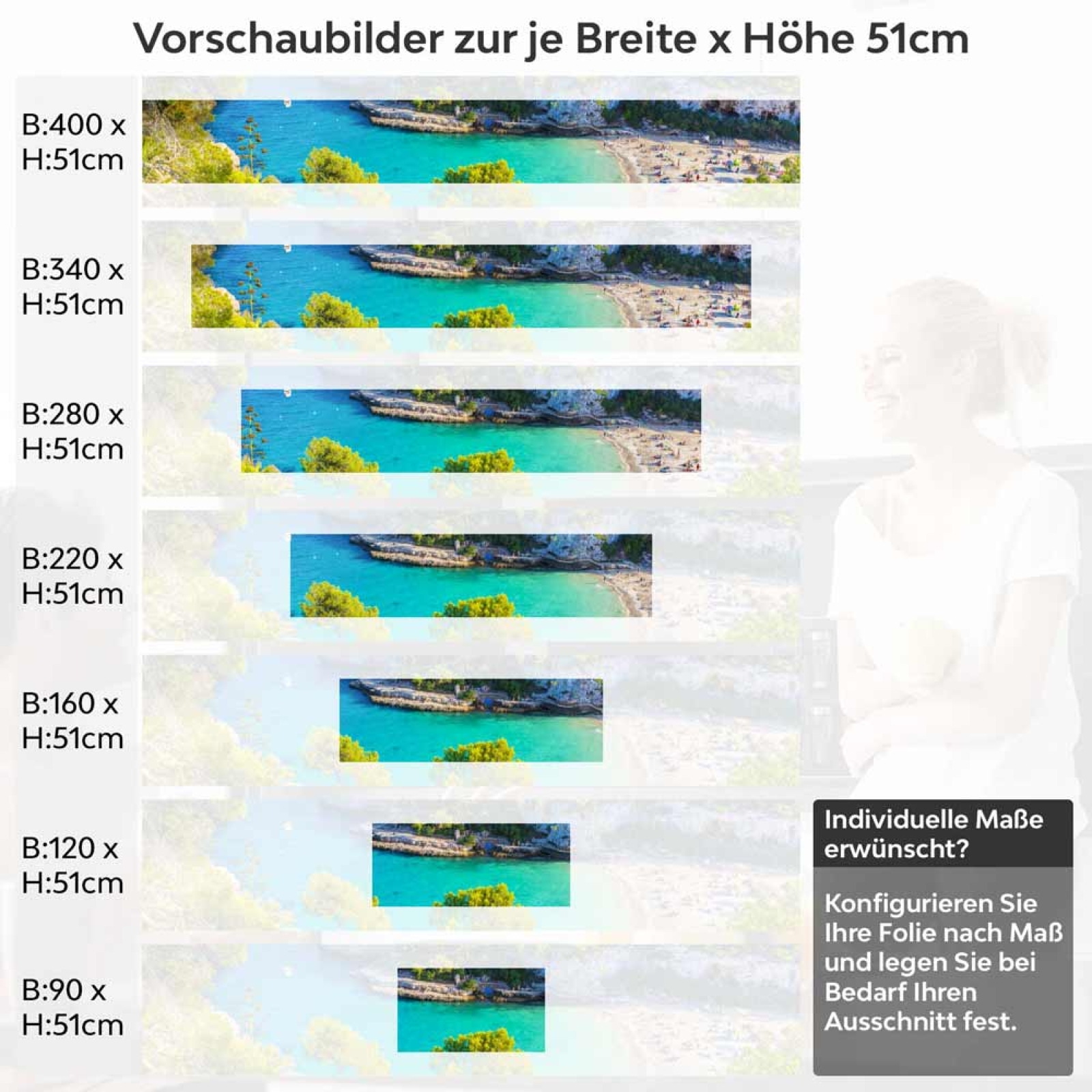 Küchenrückwand Folie Meeresbucht Höhe 51cm