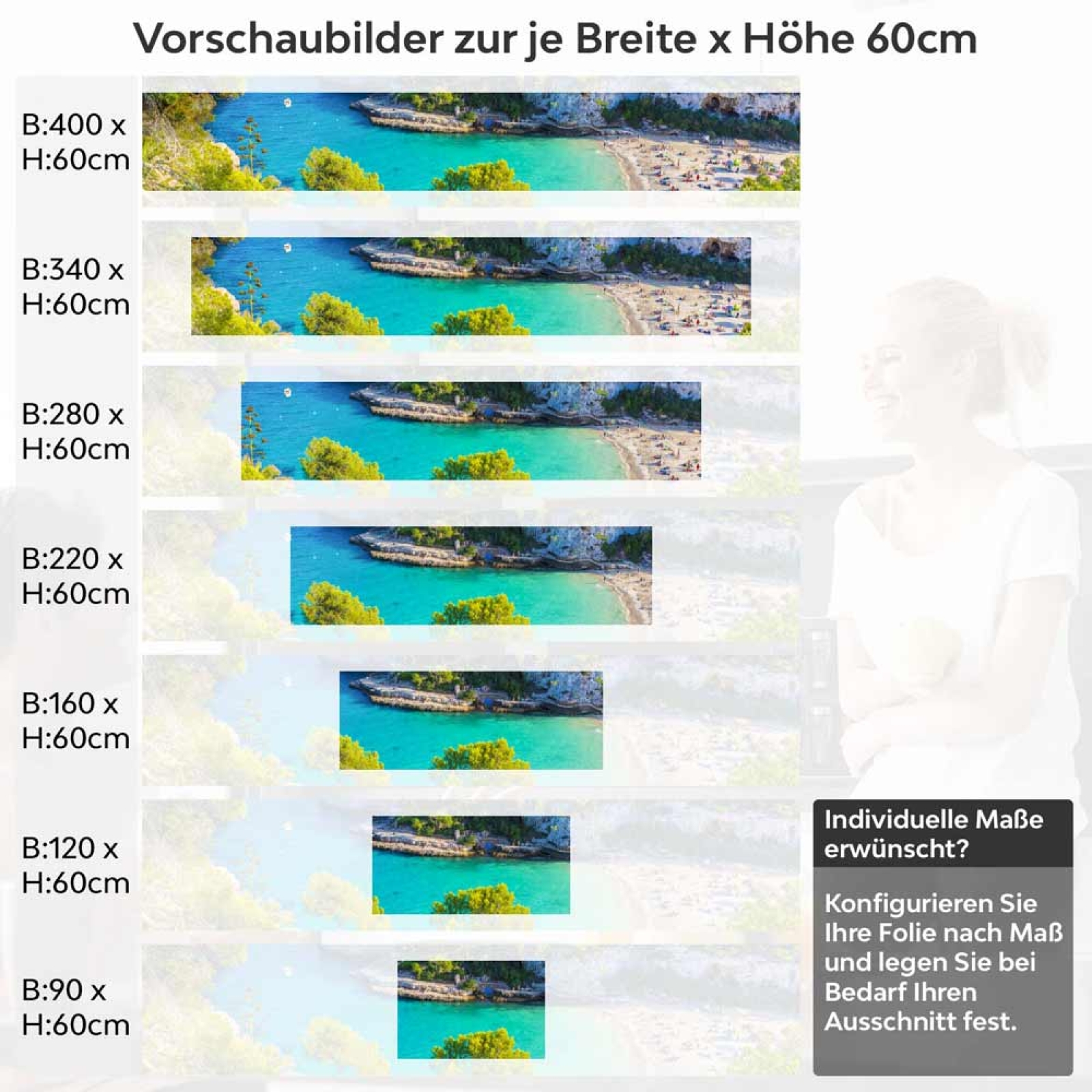 Küchenrückwand Folie Meeresbucht Höhe 60cm