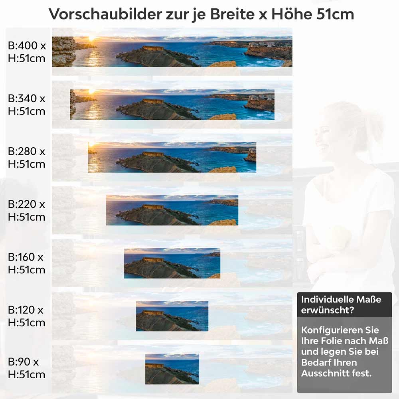 Küchenrückwand Folie Inselparadies Malta Höhe 51cm