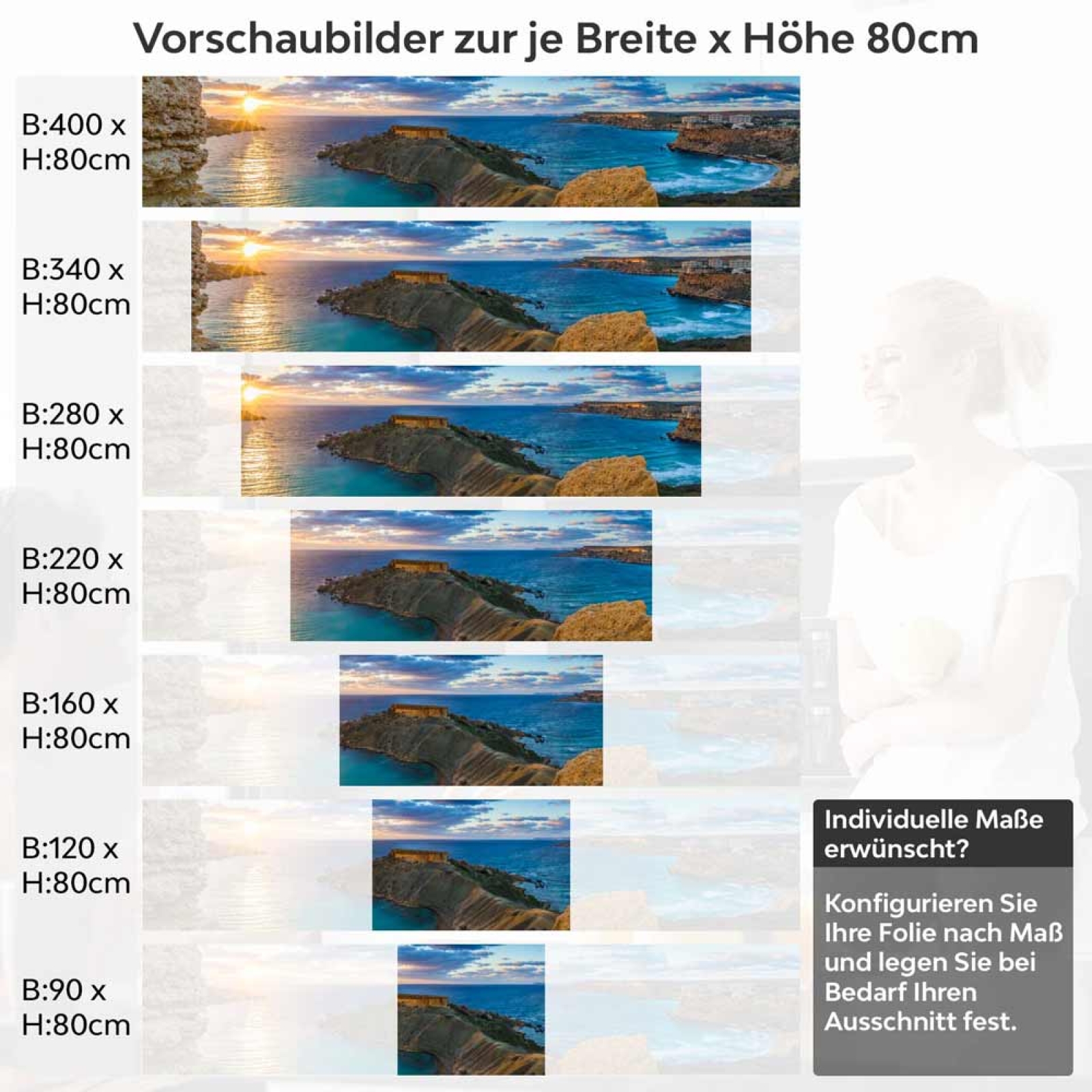 Küchenrückwand Folie Inselparadies Malta Höhe 80cm