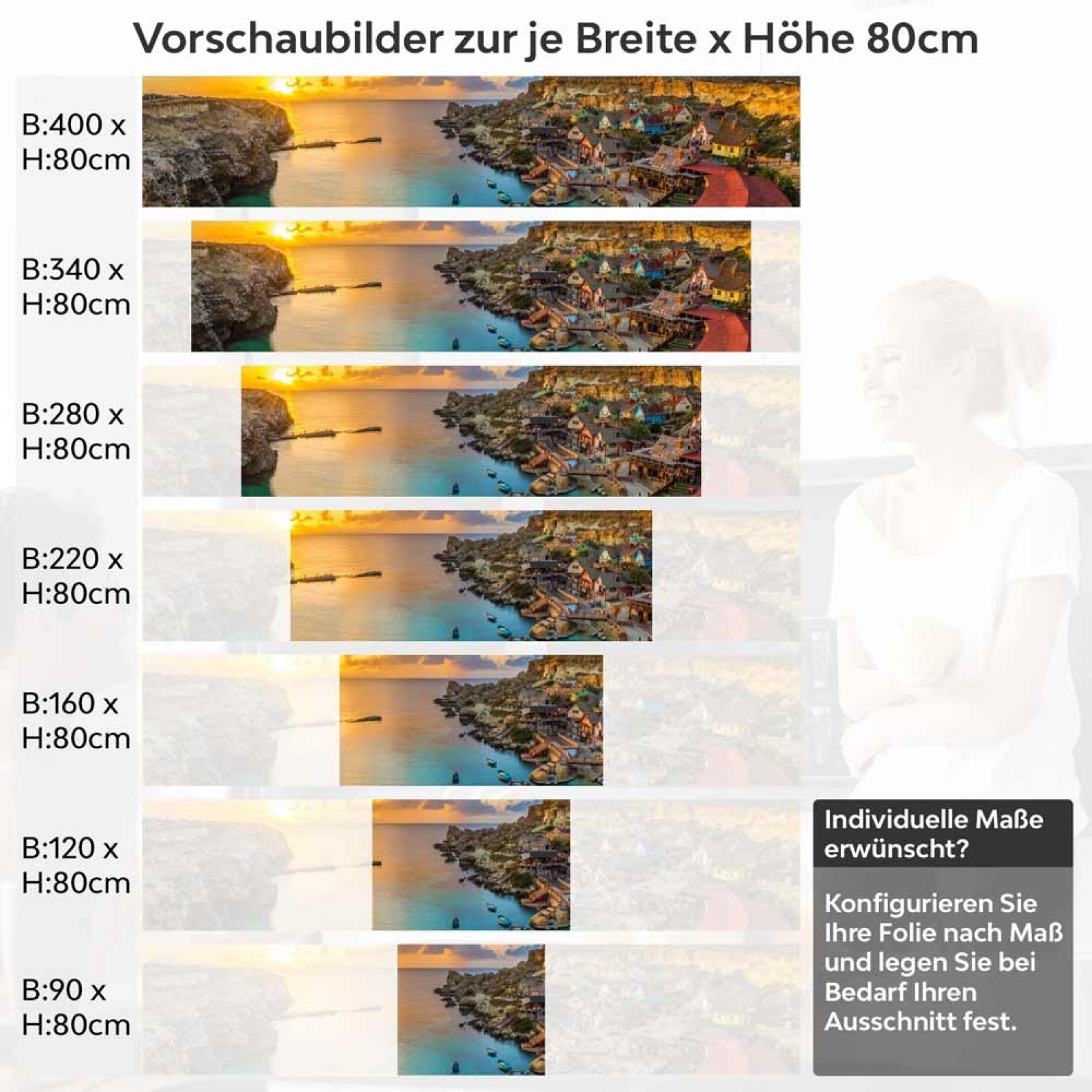 Küchenrückwand Folie Malta Küstenschönheit Höhe 80cm