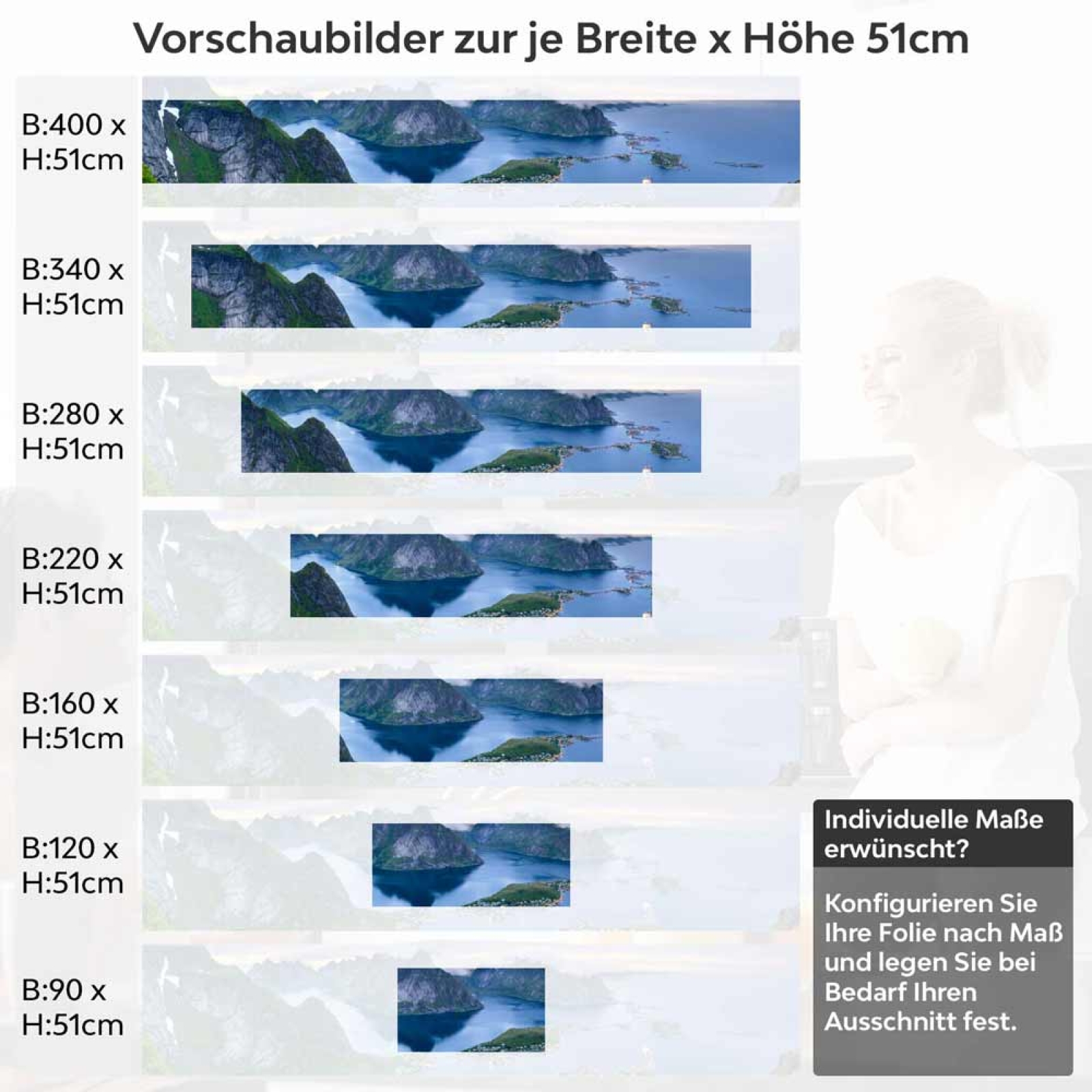 Küchenrückwand Folie Norwegens Schönheit Höhe 51cm