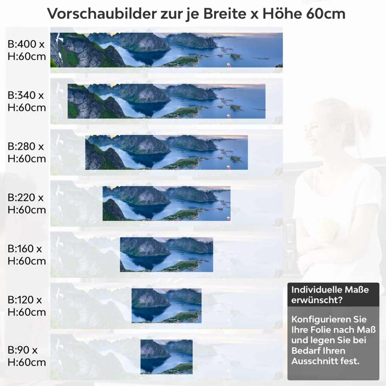 Küchenrückwand Folie Norwegens Schönheit Höhe 60cm