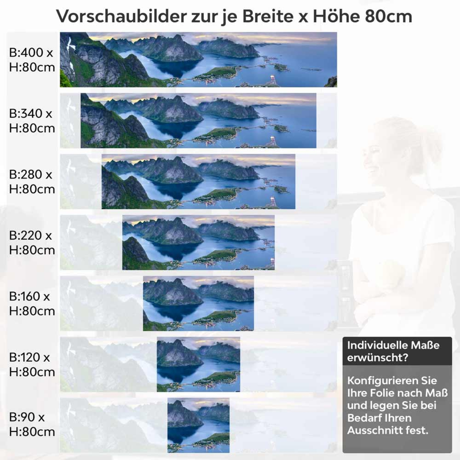 Küchenrückwand Folie Norwegens Schönheit Höhe 80cm