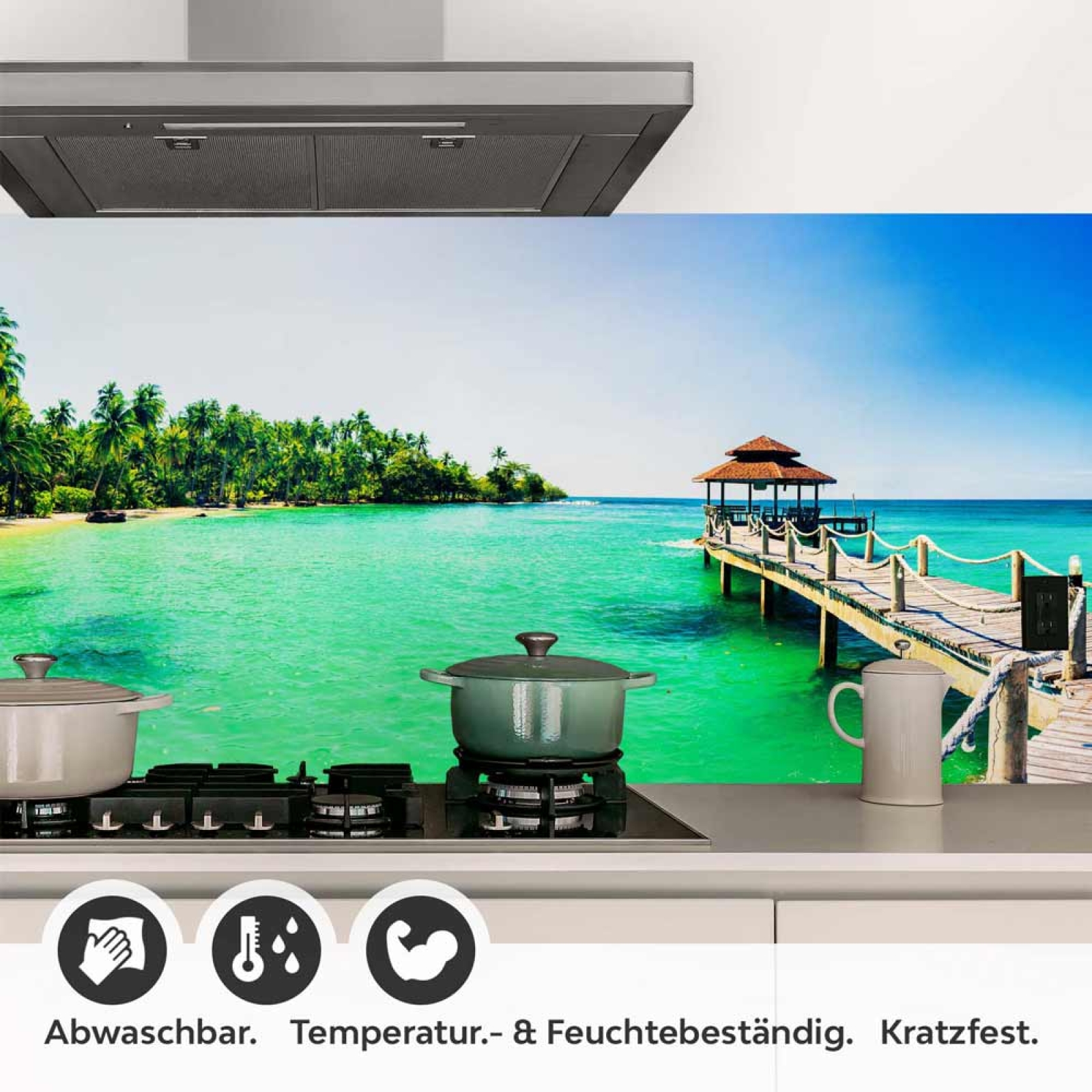 Küchenrückwand Folie Weite Lagune und tropisches Inselidyll Detailbild 1