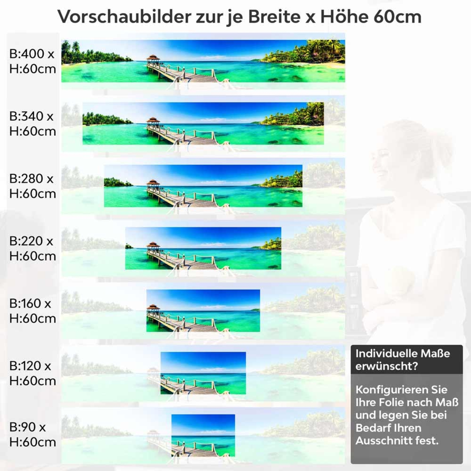 Küchenrückwand Folie Weite Lagune und tropisches Inselidyll Höhe 60cm