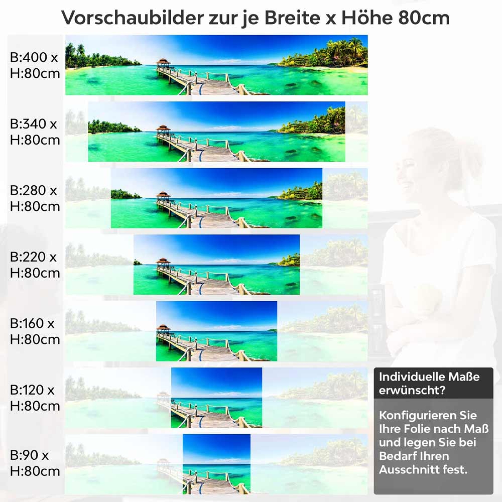 Küchenrückwand Folie Weite Lagune und tropisches Inselidyll Höhe 80cm