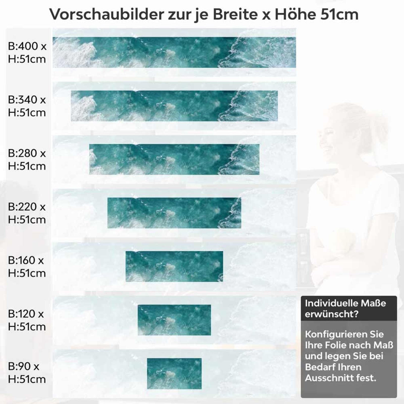 Küchenrückwand Folie Ozean Wellen Oberfläche Höhe 51cm