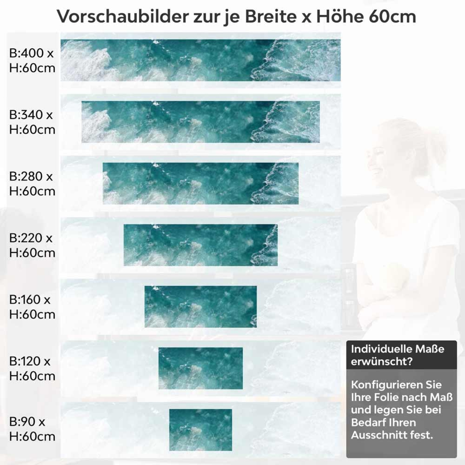 Küchenrückwand Folie Ozean Wellen Oberfläche Höhe 60cm