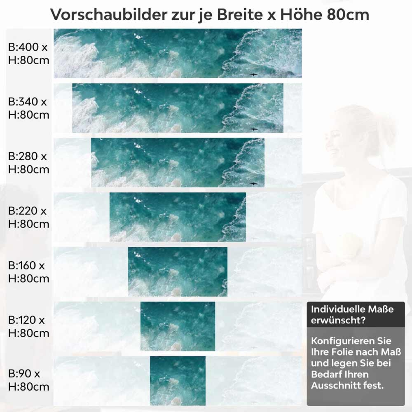 Küchenrückwand Folie Ozean Wellen Oberfläche Höhe 80cm