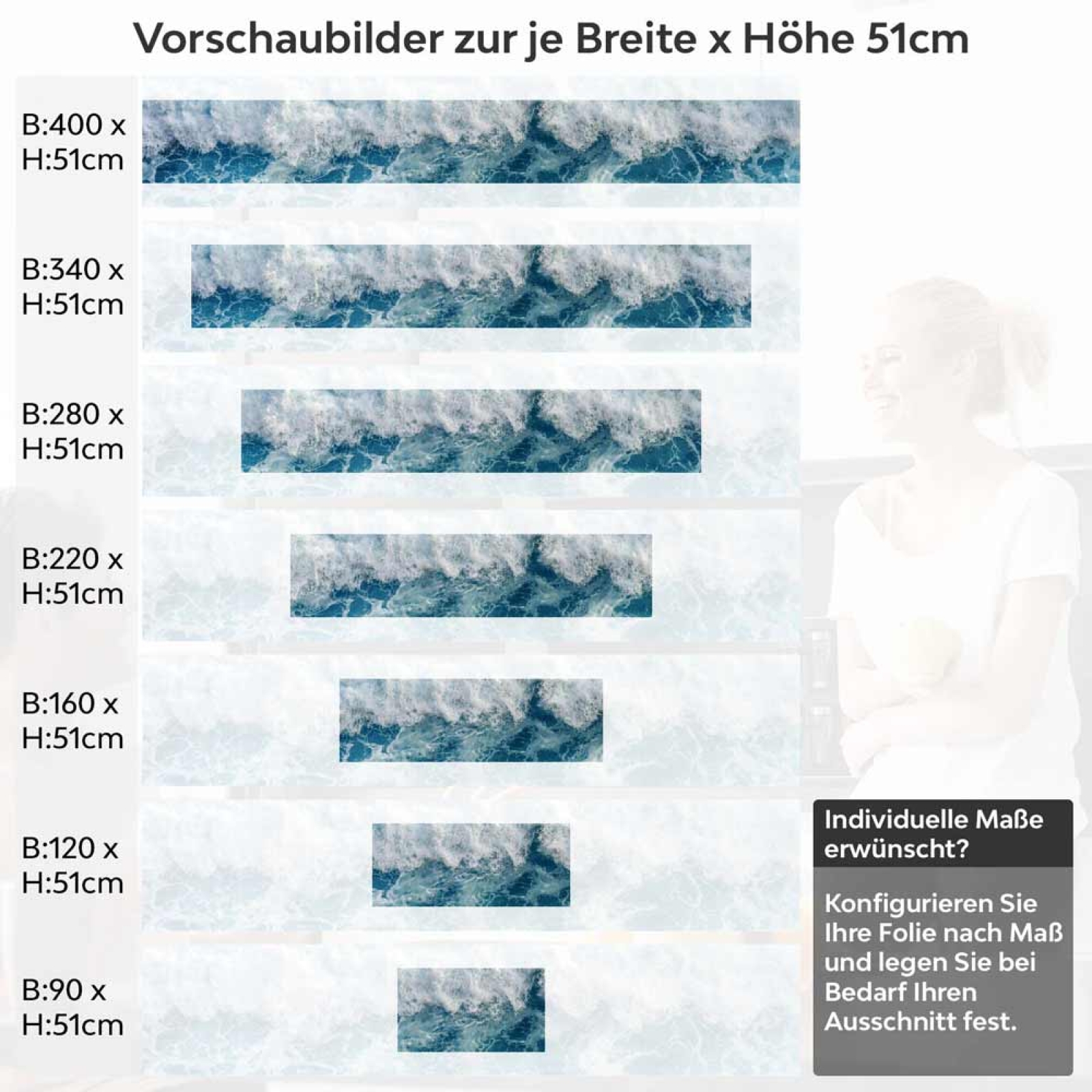 Küchenrückwand Folie Meereswellen Höhe 51cm