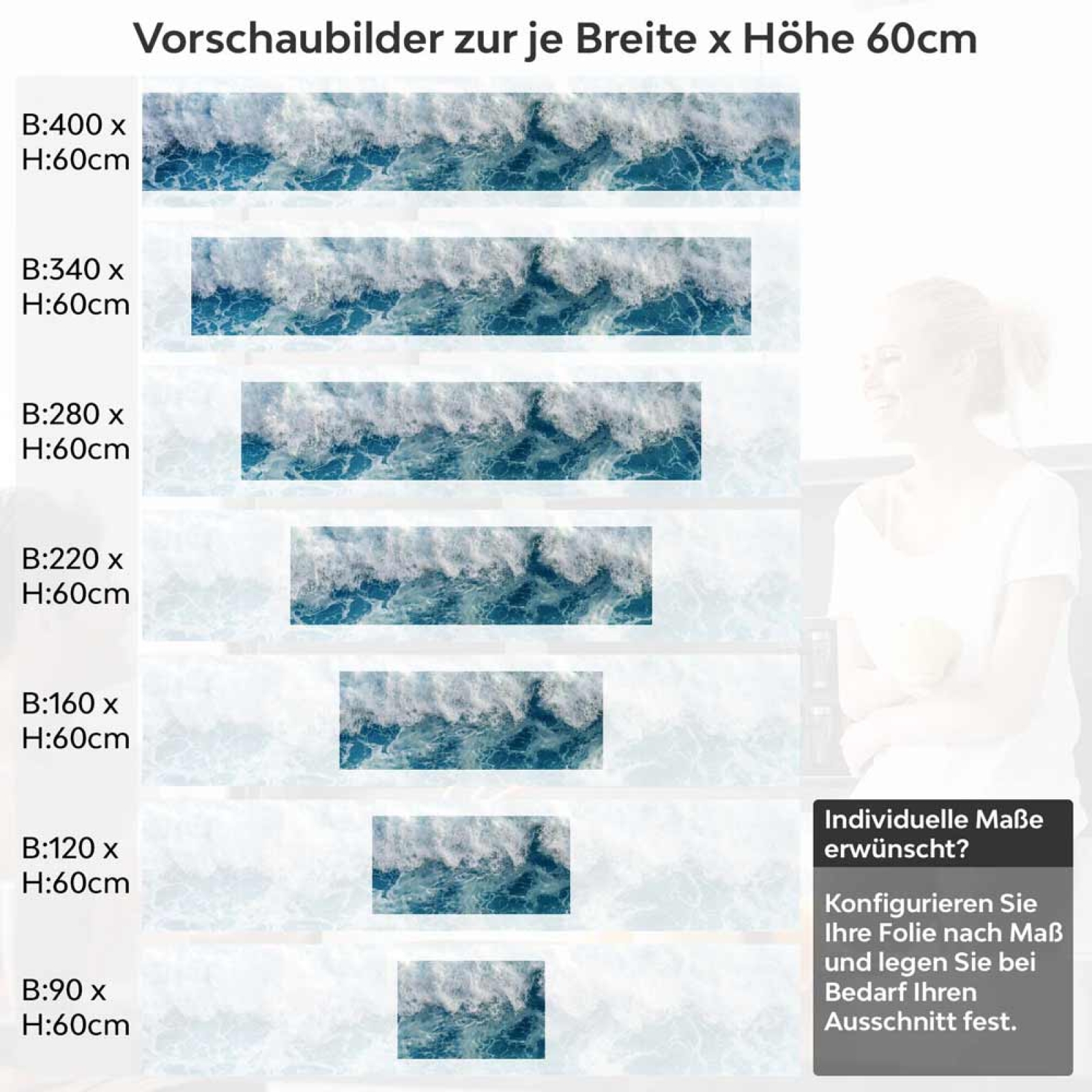 Küchenrückwand Folie Meereswellen Höhe 60cm