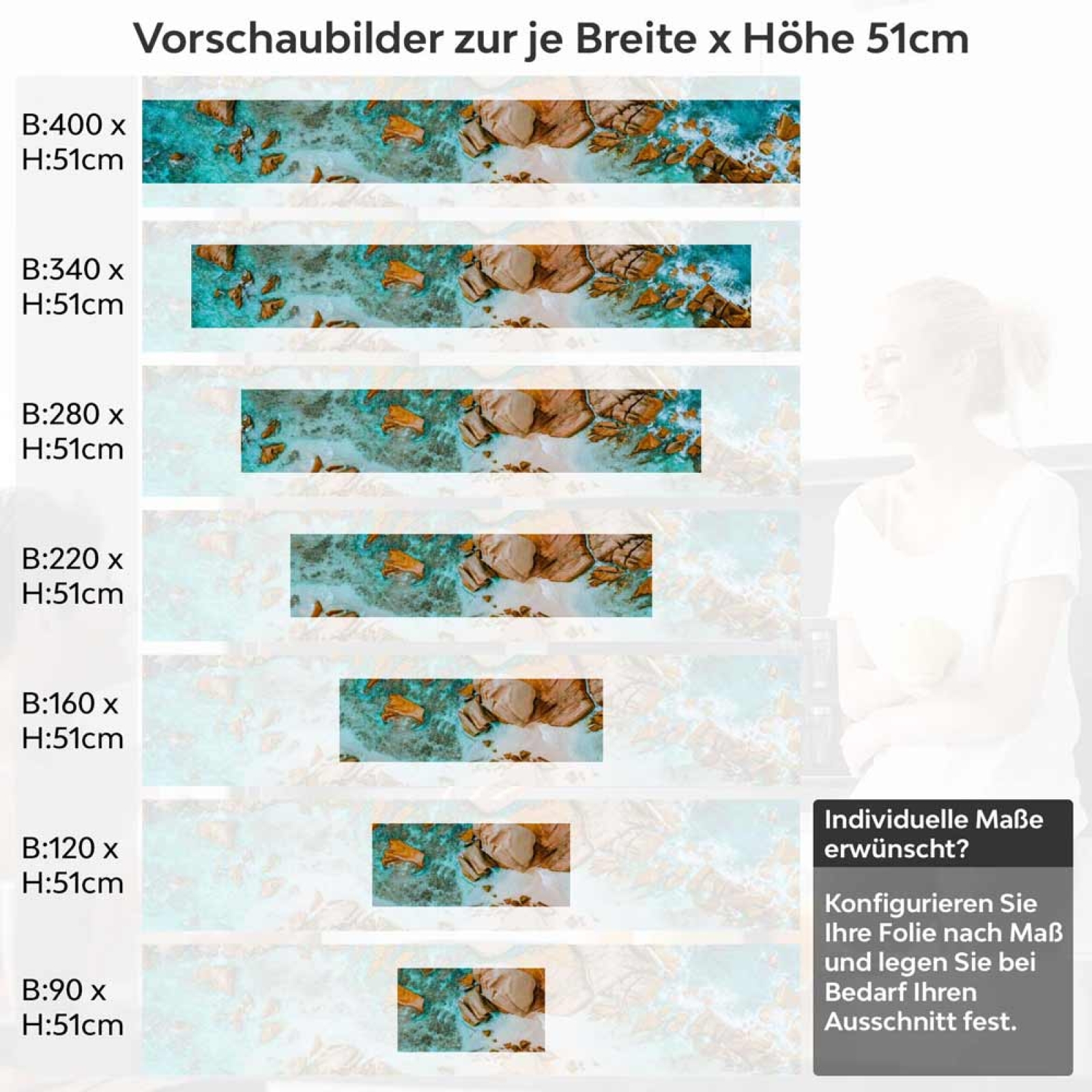 Küchenrückwand Folie felsige Oase Höhe 51cm
