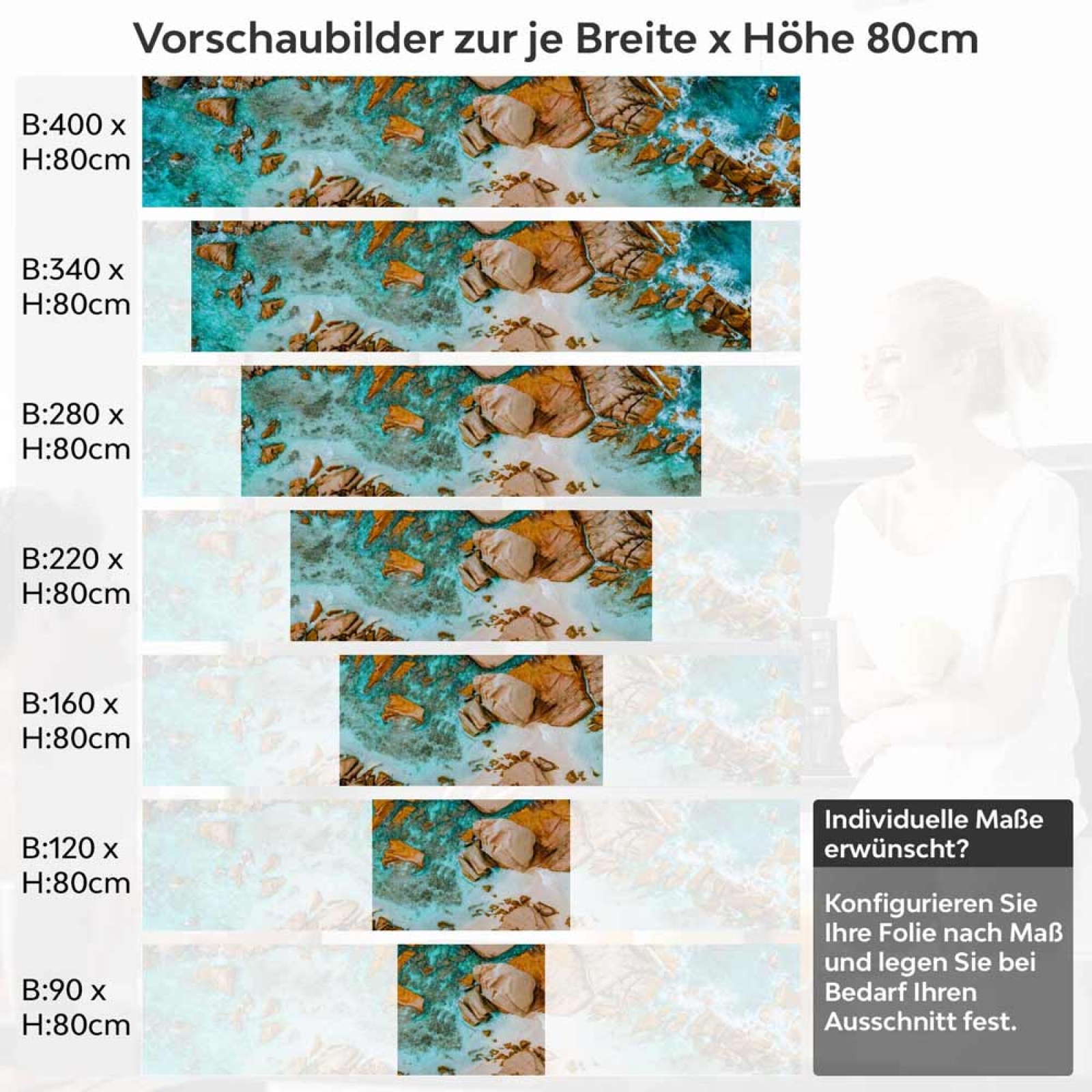 Küchenrückwand Folie felsige Oase Höhe 80cm