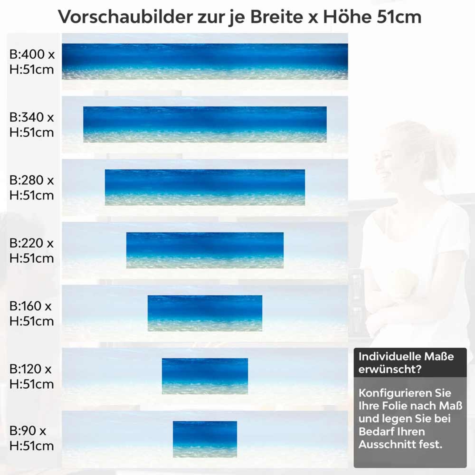 Küchenrückwand Folie schimmernde Tiefe Höhe 51cm