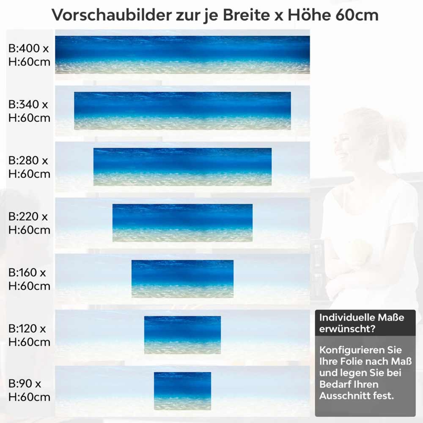 Küchenrückwand Folie schimmernde Tiefe Höhe 60cm