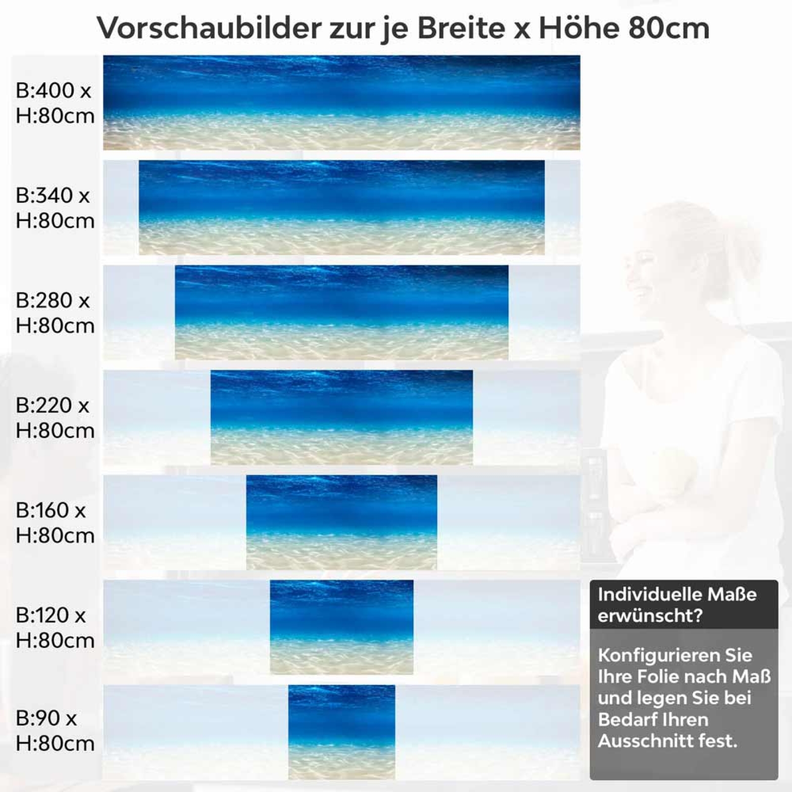 Küchenrückwand Folie schimmernde Tiefe Höhe 80cm