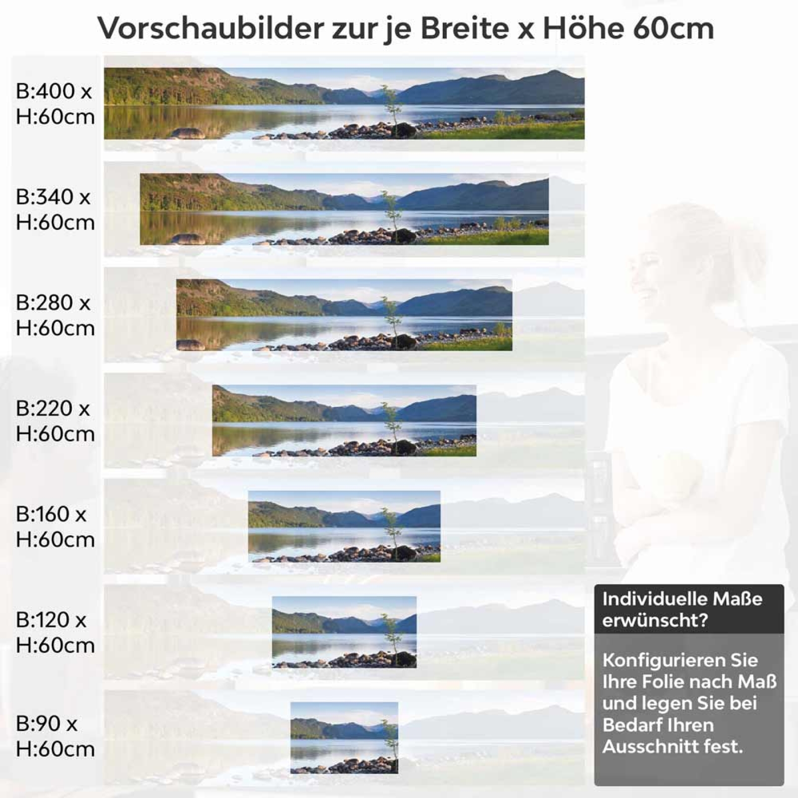 Küchenrückwand Folie harmonische Seelandschaft Höhe 60cm