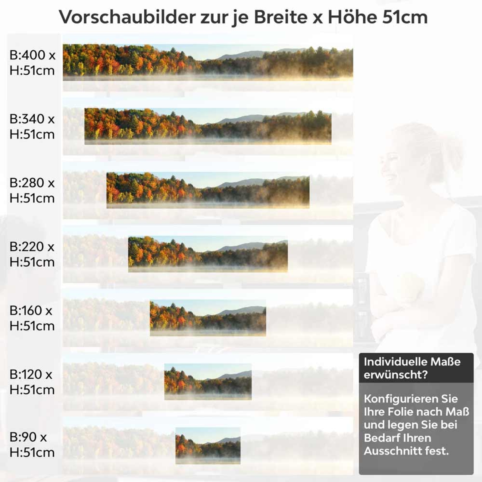 Küchenrückwand Folie Herbstpanorama mit Nebelschleier am See Höhe 51cm